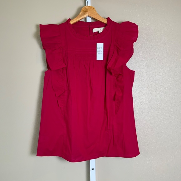 LOFT Pintucked Ruffle Shell - Picture 4 of 16